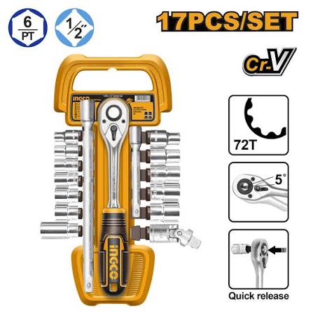 Socket set 17 Pieces/ Tool set / Ingco Socket set / টুলস সেট/Ingco-HKTS12171