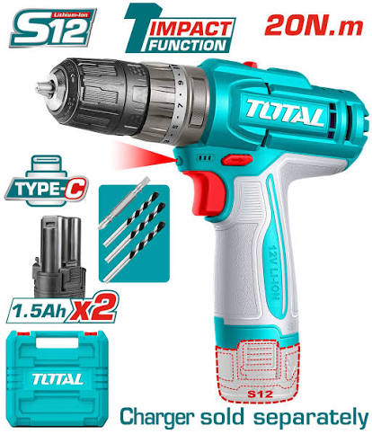 Cordless Drill / Impact Drill / Drill / ড্রিল মেশিন/Total- TIDLI12206